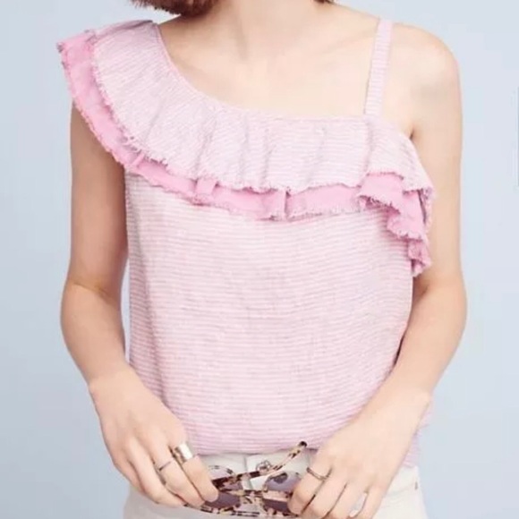 Anthropologie Tops - Anthro Holding Horses One Shoulder Ruffle Top